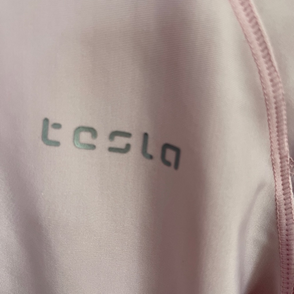 Tesla zip down hoodie soft pink XS